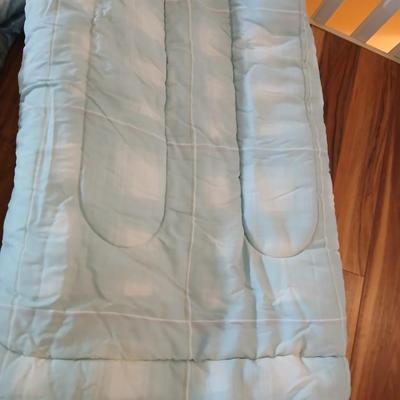 Queen Reversible Comforters – Light Blue Satin & Quilted Set (2 Pieces)