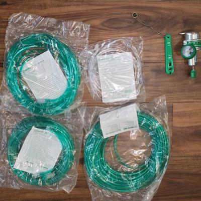Precision Medical Oxygen Regulator & Tubing Lot – 0-4 LPM – With On/Off Key & Cannulas (New & Used)