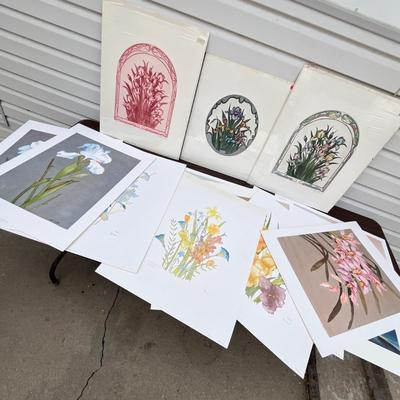 Lot 226 Assortment of flower prints