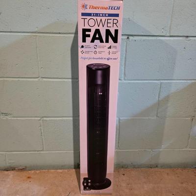 LOT 182B: NIB ThermaTech 31" Tower Fan, With Remote Control, Model TT-31TFRC-BLK, Not Tested