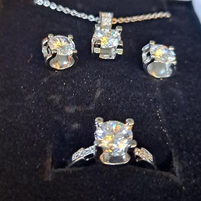 Moissanite Earrings and Necklace set