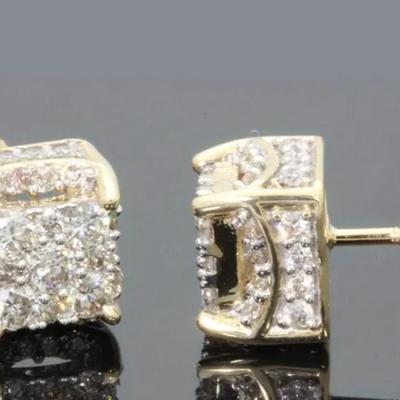 Fashion Golden Plated Artificial Synthetic Zirconia Brilliant Round Screwback Stud Earrings