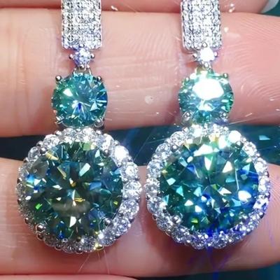 2pcs of S925 Silver Plated 5-carat Zirconia pendant earrings