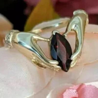 1.00Ct Marquise Cut Red Garnet Solitaire Engagement Ring 14K Yellow Gold Finish