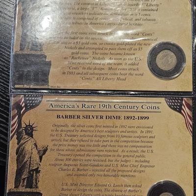 America's Rare 19th Century Coins - Barber Silver Dime & Liberty Head "V" Nickel