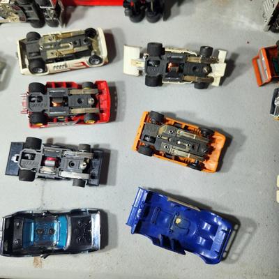 Large Lot of AFX Slot Cars and Trucks w 2 hard shell cases