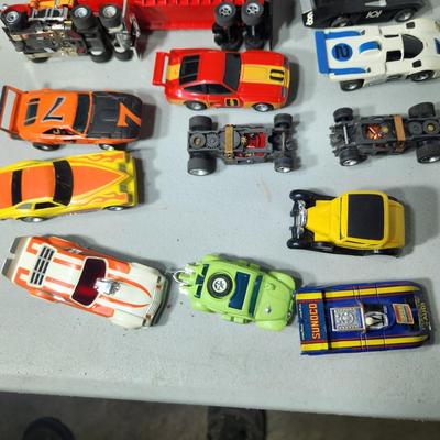 Large Lot of AFX Slot Cars and Trucks w 2 hard shell cases