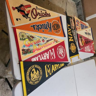 Lot of Vintage Pennants Baltimore Orioles Knicks Maryland Navy Washington Capitals Diplomats