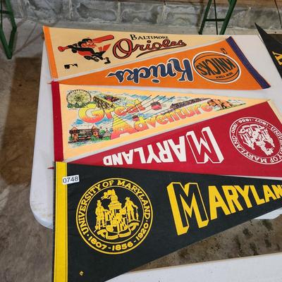 Lot of Vintage Pennants Baltimore Orioles Knicks Maryland Navy Washington Capitals Diplomats