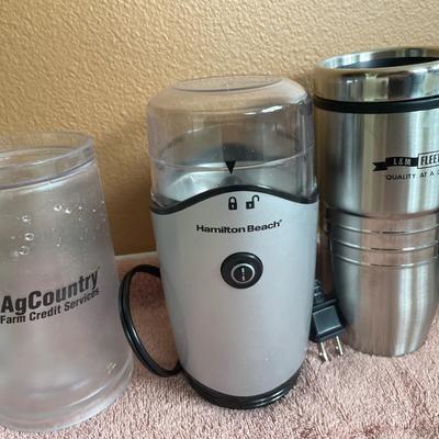 Coffee grinder with mugs & can holders