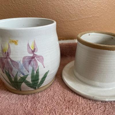 Floral stoneware and porcelain Asian jar