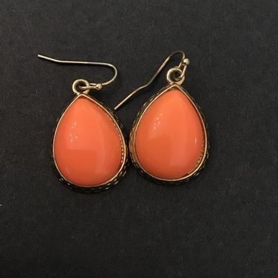 Faux peach stone dangle earrings