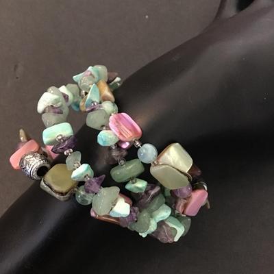 Pretty multicolor rock stone wrap bracelet