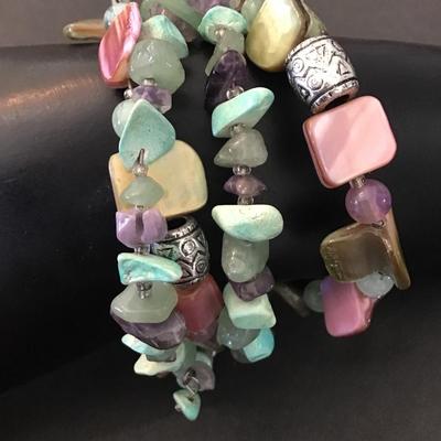 Pretty multicolor rock stone wrap bracelet