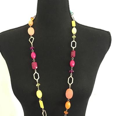 Premier design Multicolor glass long beaded necklace