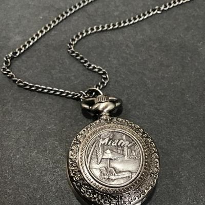 Vintage Miami gun metal gray toned pocket watch