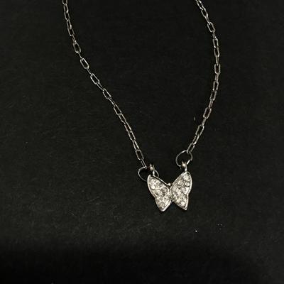 Cute dainty crystal butterfly necklace