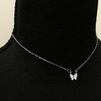 Cute dainty crystal butterfly necklace