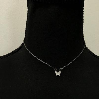 Cute dainty crystal butterfly necklace