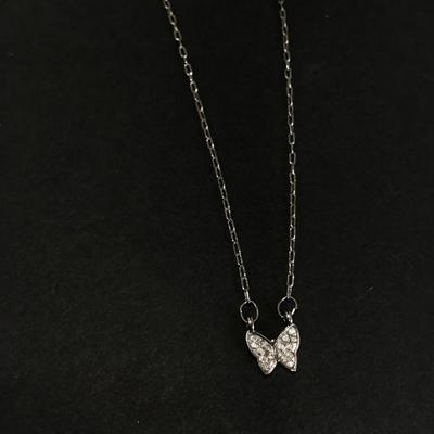 Cute dainty crystal butterfly necklace