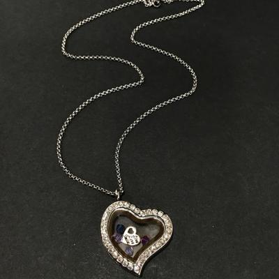 Cute crystal heart floating locket necklace