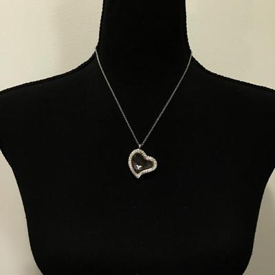 Cute crystal heart floating locket necklace