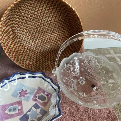 Bowls and glass basket