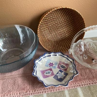 Bowls and glass basket