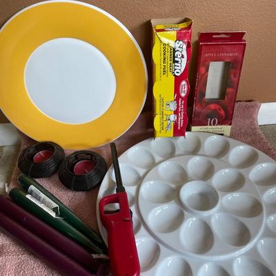 Candles and deviled egg serving tray