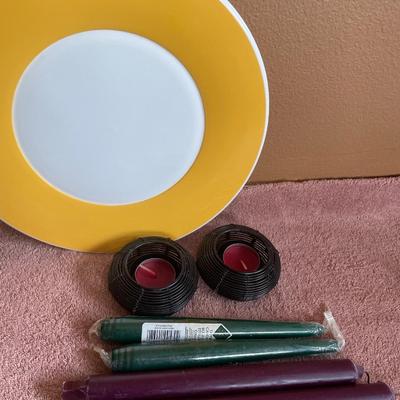 Candles and deviled egg serving tray