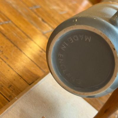 Sale Photo Thumbnail #211: Set of three vintage mugs with gold trim and the Great Seal of Idaho. Displayed on wood stand labeled “Governor’s 1% Club.