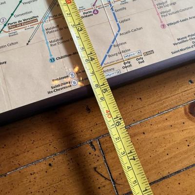 Sale Photo Thumbnail #272: Framed vintage Paris Métro map. Cleanly presented, great décor for Francophiles or travel-themed rooms.