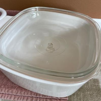 Cast iron casserole & Corning ware casserole dish