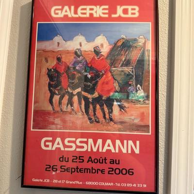 Sale Photo Thumbnail #283: Bold and colorful gallery poster from a 2006 exhibition in Colmar, France. Vibrant reds with equestrian theme.