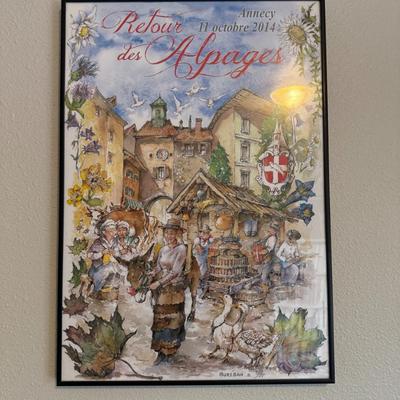 Sale Photo Thumbnail #299: Whimsical watercolor-style festival poster. Depicts traditional rural celebration with rich detail.