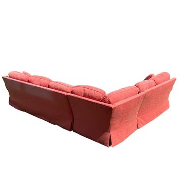 Sale Photo Thumbnail #520: Has fading on back of long side sofa over all very clean no sign of stains or wear. 
Measurements:
126-102" Corner to Corner, 36" in depth, 32" in height