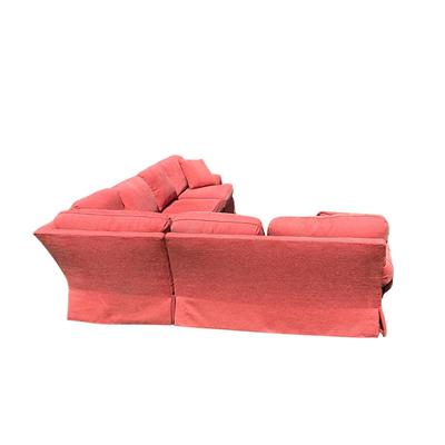 Sale Photo Thumbnail #519: Has fading on back of long side sofa over all very clean no sign of stains or wear. 
Measurements:
126-102" Corner to Corner, 36" in depth, 32" in height