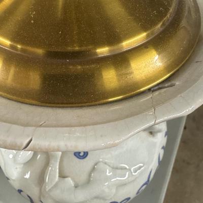 Sale Photo Thumbnail #525: Chinese Style
Comes with Linen Plated Shade ( has been repaired near top see pics
Measurements:
32" in height