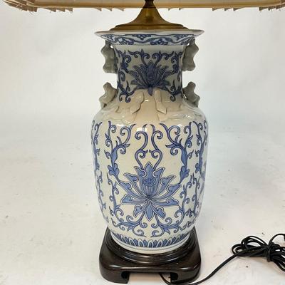 Sale Photo Thumbnail #524: Chinese Style
Comes with Linen Plated Shade ( has been repaired near top see pics
Measurements:
32" in height
