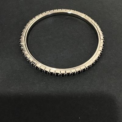 Very pretty Black glass rhinestone bangle bracelet. Very nice.