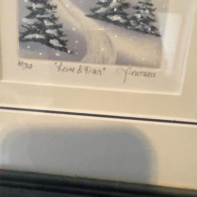 Sale Photo Thumbnail #325: Limited edition snowy village print signed and numbered. Framed and ready to hang.
