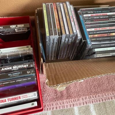 Variety of CDs and cassette tapes