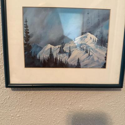 Sale Photo Thumbnail #341: Cool-toned mountain and tower scene with minimalist frame. Atmospheric and modern. (Bogus Basin)
