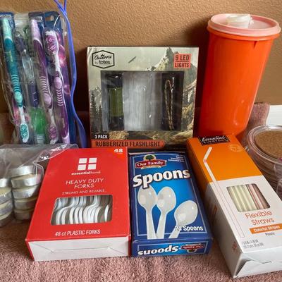 Disposable items & Tupperware canister
