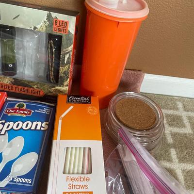 Disposable items & Tupperware canister