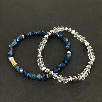 Crystal and glass stretch bead bracelets