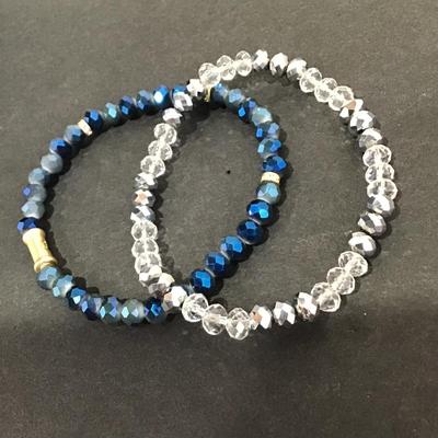 Crystal and glass stretch bead bracelets