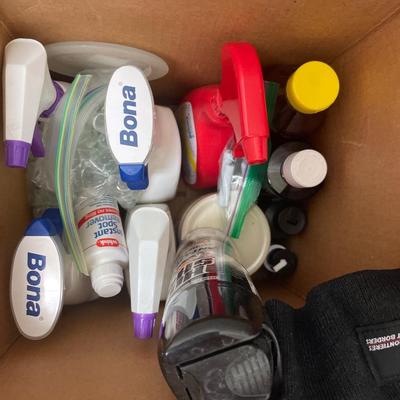 Box of miscellaneous cleaners