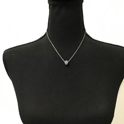 Very sparkly, violet, purple, rhinestone pendant chain necklace