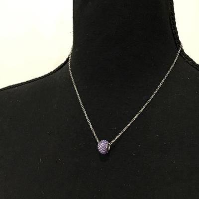Very sparkly, violet, purple, rhinestone pendant chain necklace